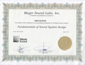 Meyer Sound Sound System Design Certificate